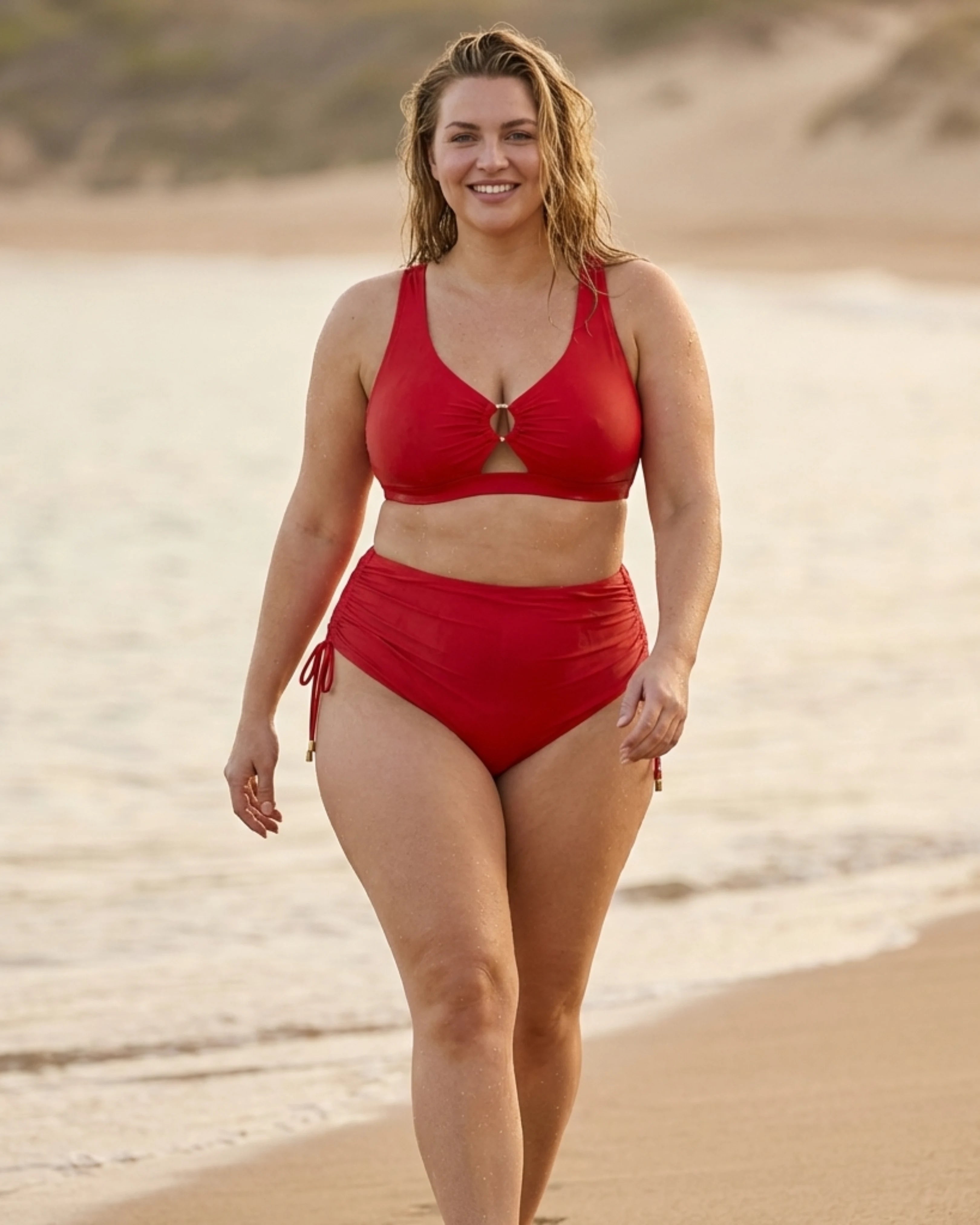 Vrouw draagt Novyre LumaShape Bikini Set — hoge taille slip